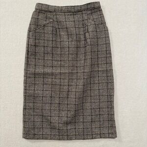 Vintage Academia Preppy TR Bentley Wool Tweed Pockets Pencil Straight Skirt